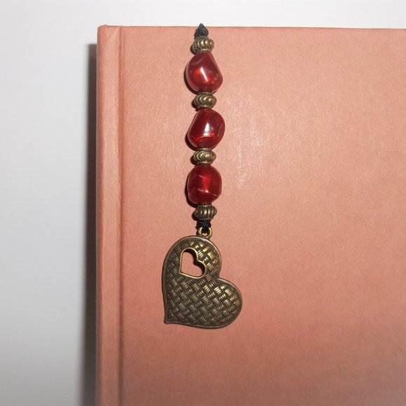 New! Bookmark Bookmarker Book Thong Marker Heart Reading Gift Idea Boho NWT 8177 - Picture 3 of 11